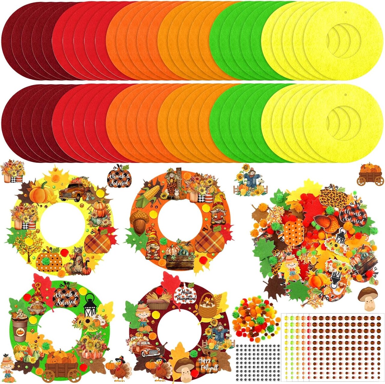 470 Pcs Fall Thanksgiving Craft Kits Fall DIY Wreath Craft Kit